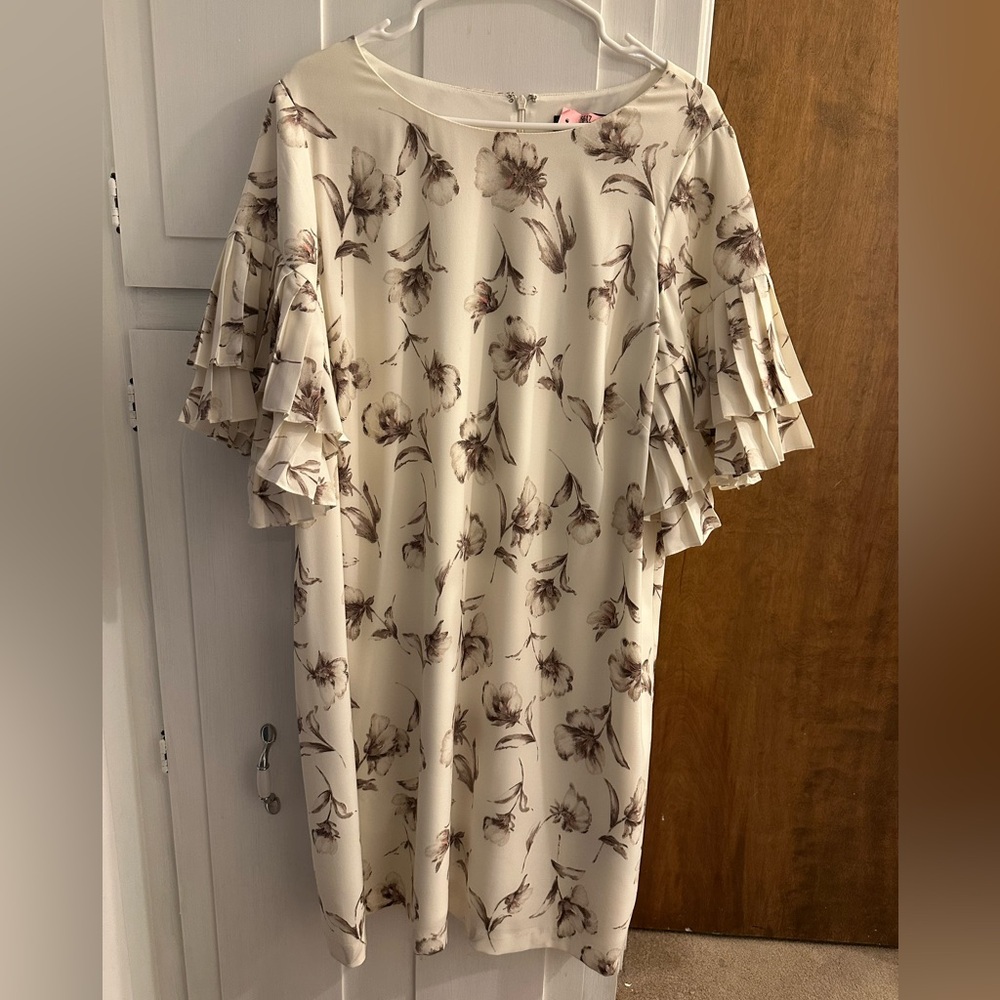 Cream and Brown Floral Dress
